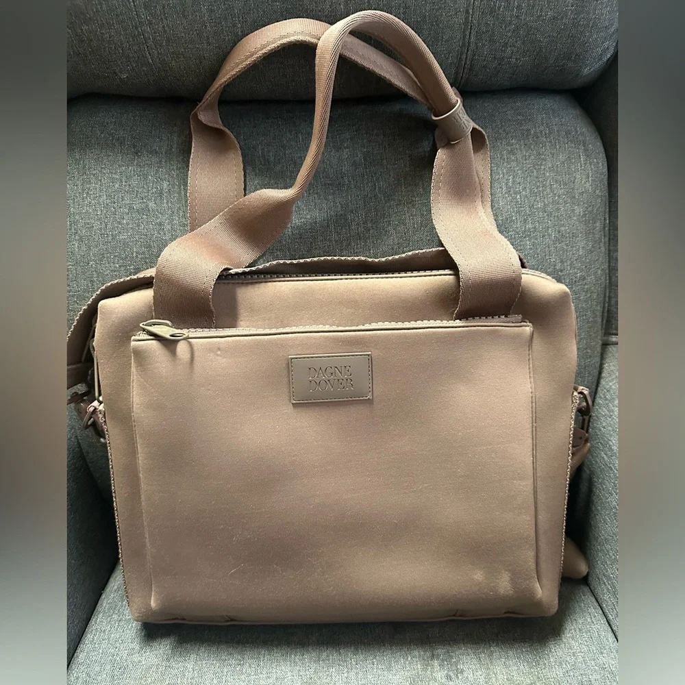 Dagne Dover Large Ryan Neoprene Laptop Bag In Dune